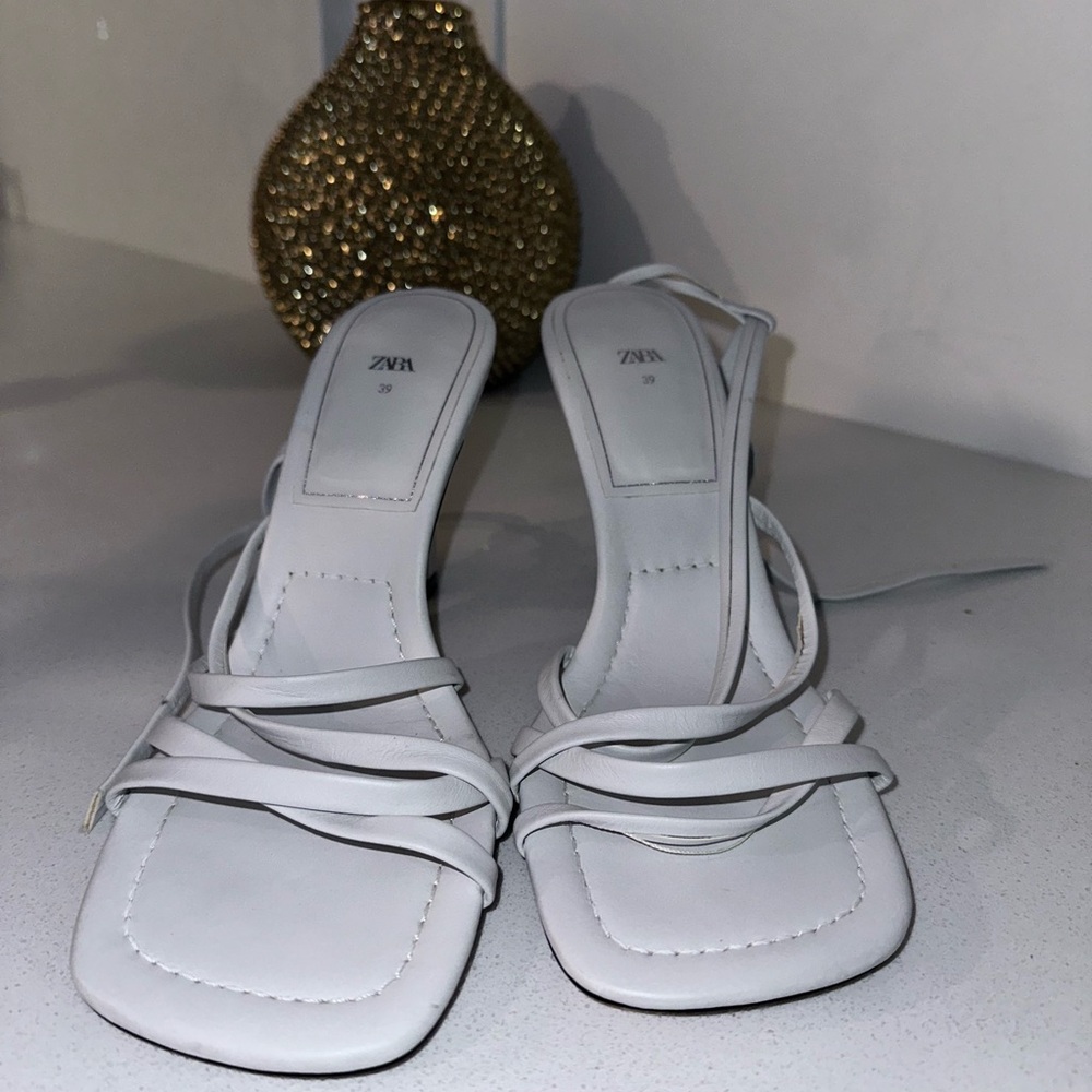 Zara Elegant White Strappy Heels